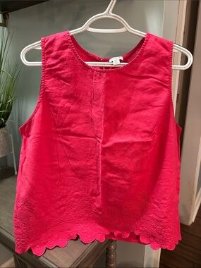 J. Crew Fuchsia Sleeveless Scallop-Hem Tank Top